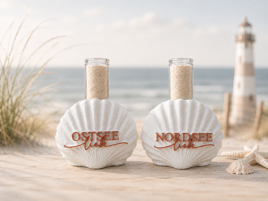 Muscheln mit Reagenzglas
